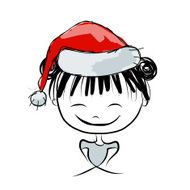 Santa girl portrait sketch for your design N11