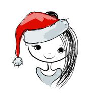 Santa girl portrait sketch for your design N12