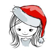 Santa girl portrait sketch for your design N14