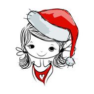 Santa girl portrait sketch for your design N15