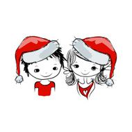 Santa girl and boy sketch for your design