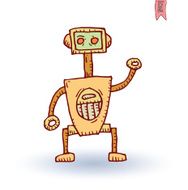 Doodle Robot cartoon vector illustration N3