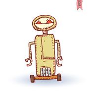 Doodle Robot cartoon vector illustration N4