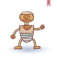 Doodle Robot cartoon vector illustration N5