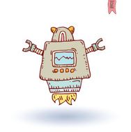 Doodle Robot cartoon vector illustration N7