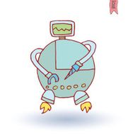 Doodle Robot cartoon vector illustration N8