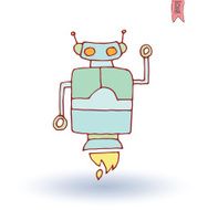 Doodle Robot cartoon vector illustration N11