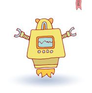 Doodle Robot cartoon vector illustration N14