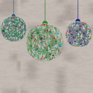 Christmas balls decorations Vector illustration Paper card
