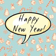 Vector Greeting Card Happy New Year Bubble N4