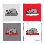 Santa cat sleeping sketch for your design