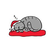 Santa cat sleeping sketch for your design N2