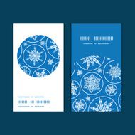 Vector falling snowflakes vertical round frame pattern business cards set