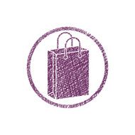 Shopping bag vector icon with hand drawn lines texture