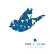 Vector colorful doodle bunting flags bird silhouette pattern frame