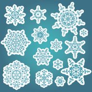 Snowflakes winter set Vector doodles stickers