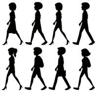 Silhouette of people walking