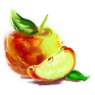 drawing apple with a slice