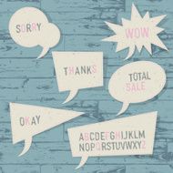 Speech bubbles template Sketch alphabet included vector EPS10