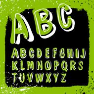Doodles alphabet with grunge frame Vector set EPS8