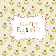 Easter card template with red berry seamless pattern Vector EP