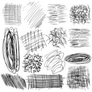 set of hand drawn lines textures scribbles pen hatching