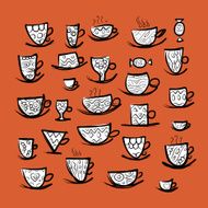 Set of ornate mugs Sketch for your design