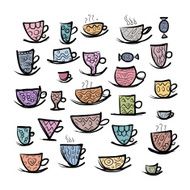 Set of ornate mugs Sketch for your design N2
