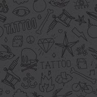 Doodle tattoo seamless vector background