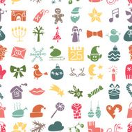 Christmas New Year icons silhouette seamless pattern N2