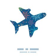 Vector colorful doodle snowflakes airplane silhouette pattern frame