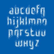Vector alphabet letters set hand-drawn white script brushed