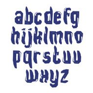 Lowercase calligraphic letters drawn with ink brush