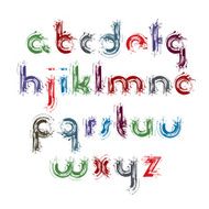 Vector acrylic alphabet letters set hand-drawn colorful script N2