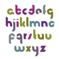 Vector alphabet letters set hand-drawn colorful script bright