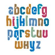 Multicolored handwritten lowercase letters brush typescript