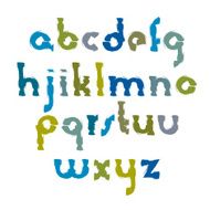 Vector colourful daub hand-painted letters isolated on white