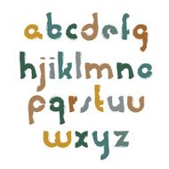 Vector acrylic alphabet letters set hand-drawn colorful script N3