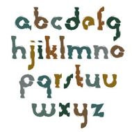 Vector colourful smeared hand-painted small letters