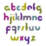Vector bright calligraphic font handwritten watercolor letters