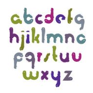 Vector alphabet acrylic letters set hand-drawn colorful script N2