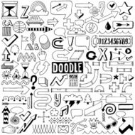 Doodle colorful design elements Black and white Vector illustration