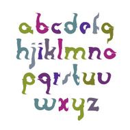 Vector colorful hand-painted comic letters isolated on white