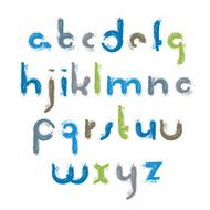 Vector colourful frayed hand-painted letters isolated on white