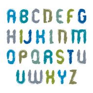 Vector hand-painted acrylic letters isolated on white background