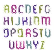 Vector hand-painted multicolored capital letters isolated N2