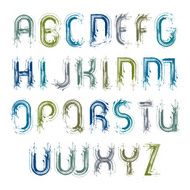 Vector acrylic hand-painted colorful capital letters