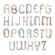 Vector capital letters set hand-drawn bright script