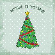Vector grunge retro background Christmas tree