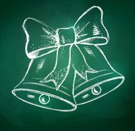 Chalkboard drawing of Christmas bells